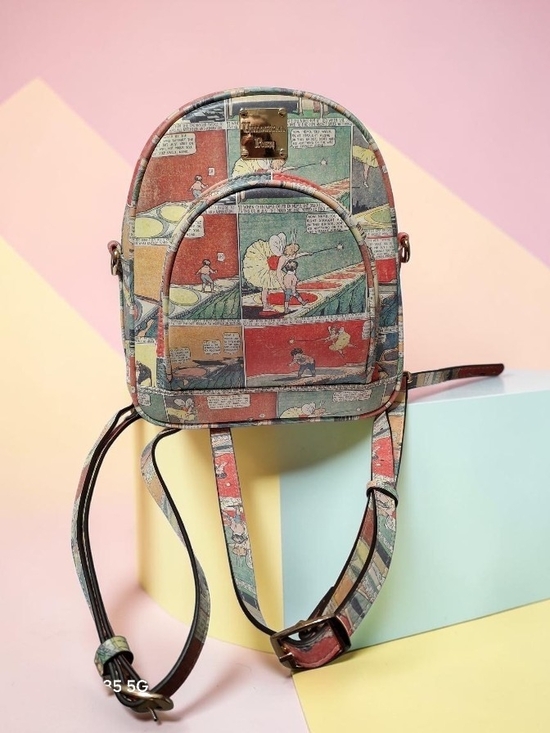 Unlogical Poem Handbags - Rare Unlogical PoemComic Strip Narrative Mini Backpack Crossbody Pinocchio